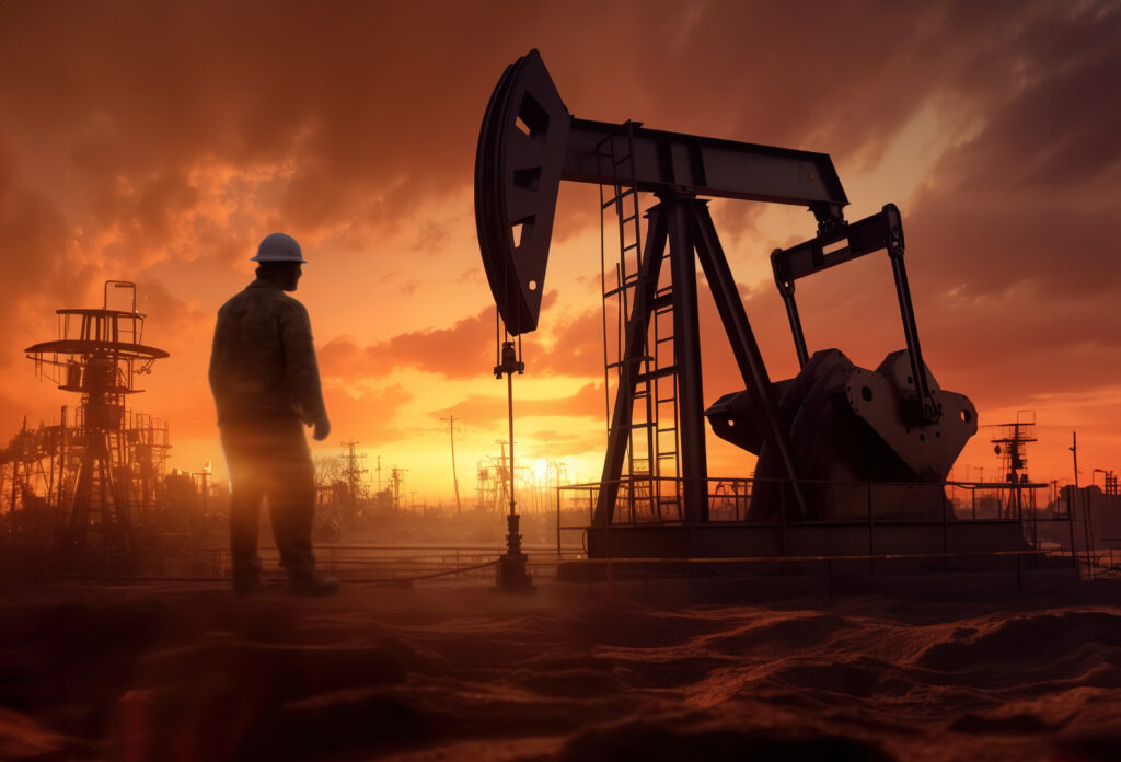A petroleum engineer looks at a pumpjack. PEs can use TechTAC as a resource for TAC technical advice.